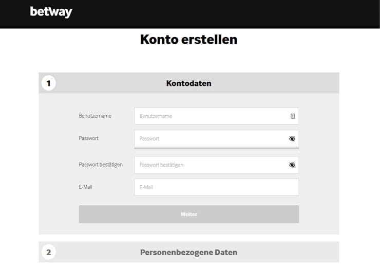 Vorschaubild Betway Casino Anmeldung